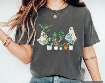 Spooky Ghost Plant Lady Shirt: Comfort Colors® Halloween Party Tee, botanisches Geschenk