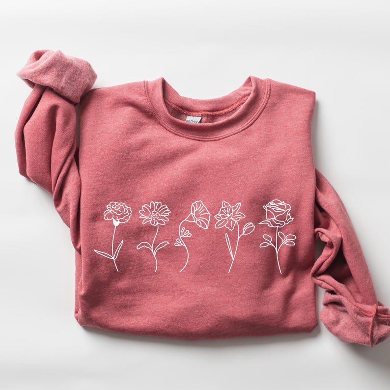 Custom Birth Month Flower Sweatshirt - Birthday Gift for Mom or Grandma, Mothers Day Present image 2