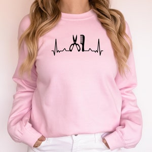 Hairstylist Sweatshirt, Hair Dresser Crewneck, Hairstylist Gift, Hair Dresser Gift, Gift for Hairstylist, Hairstylist Heartbeat, Hair Salon image 5