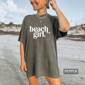 Beach Girl Shirt: Comfort Colors® Coastal Beachy Ocean Graphic Tee, Summer Vacation Outfit image 1