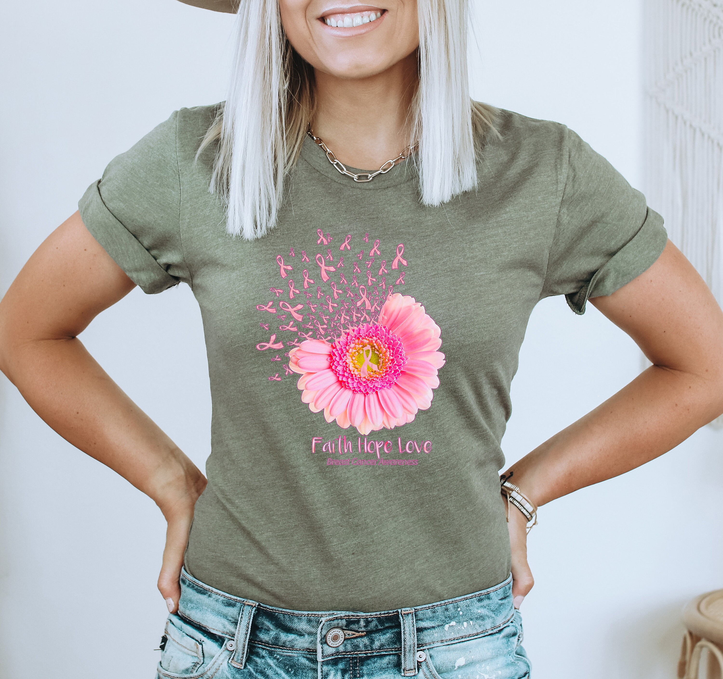 T-shirts Contre Le Cancer, Sensibilisation Au Cancer Du Sein, Octobre, Nous Portons Du Rose, T