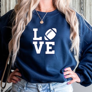 Sudadera de fútbol, Amor por el fútbol, Cuello redondo de fútbol, Camiseta de fútbol para mujer, Día del partido, Temporada de fútbol, Equipo de fútbol, Mamá del fútbol