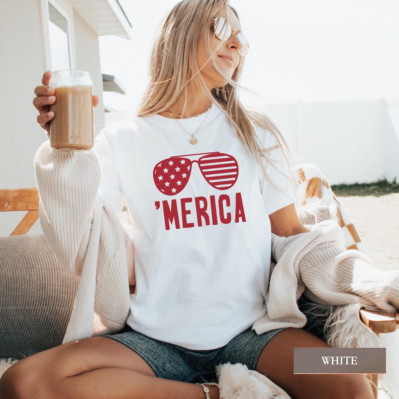 Merica Shirt – Funny Patriotic T-Shirt, 4th of July Party Tee, USA Flag Shirt, Freedom Lover Gift, America Graphic Tee for Men & Women image 6
