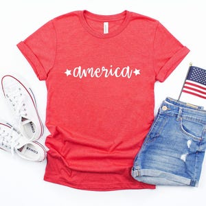 Camiseta Americana, Camiseta Patriótica, Camiseta com Estampa do Dia da Memória, Camiseta do 4 de Julho, Roupa para o Dia da Independência, Camisetas Combinando para o 4 de Julho, Camiseta EUA/Mérica imagem 7