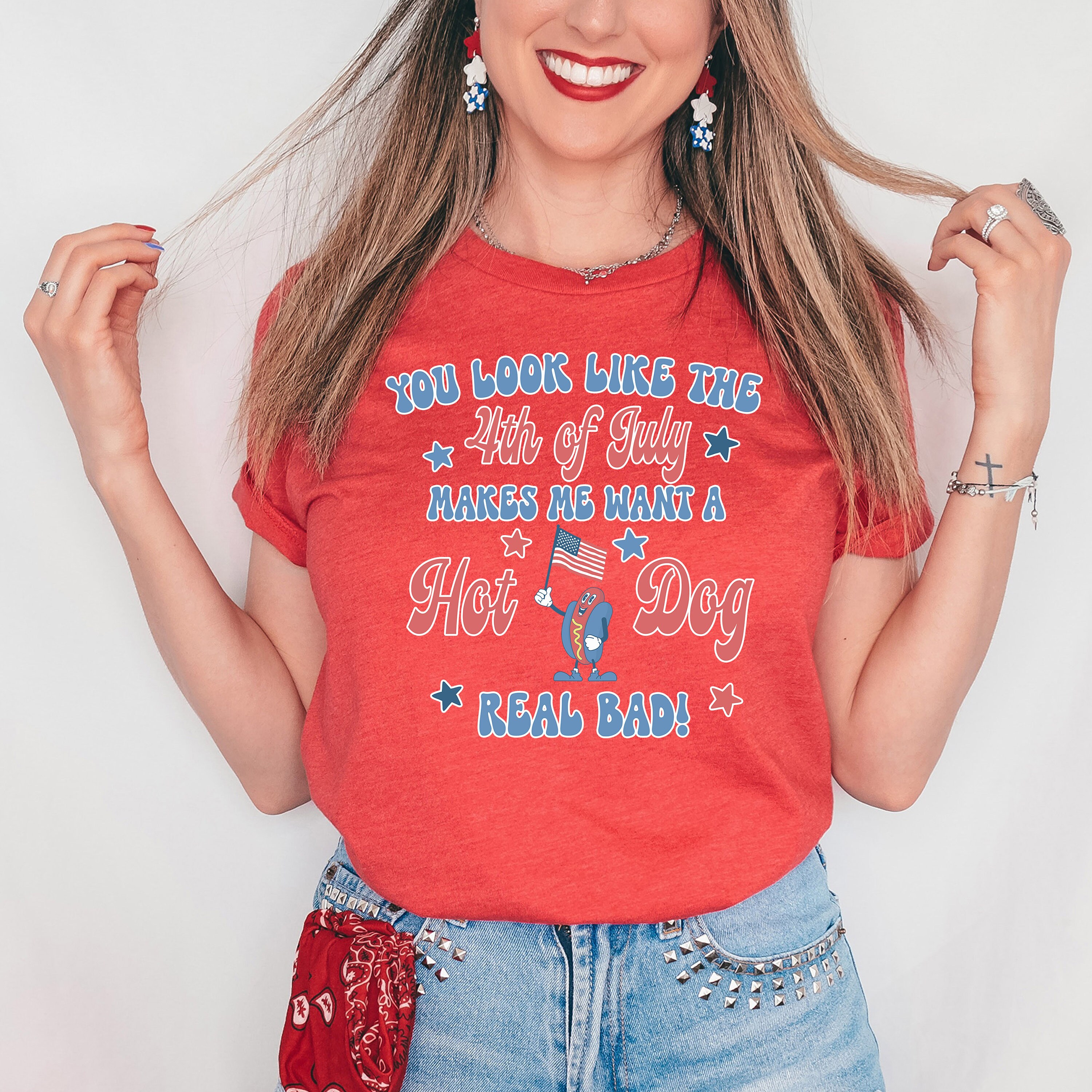 T-shirt Humoristique "Hot-dog Du 4 Juillet" - Unisexe Adulte, Fait Main Aux États-Unis - Neuf Avec étiquettes