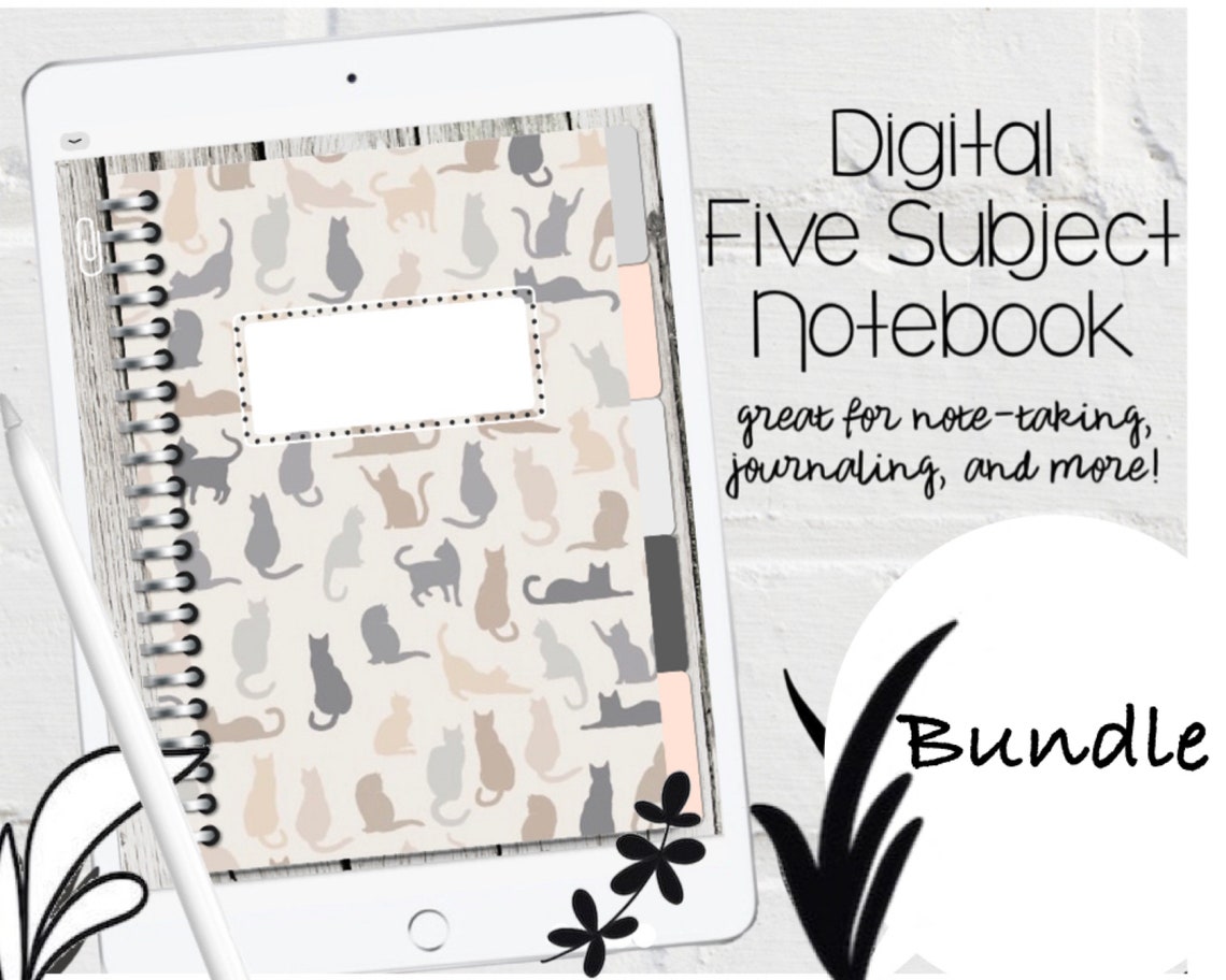Bundle Digital Notebooks 5 Subject Notebooks Digital Etsy
