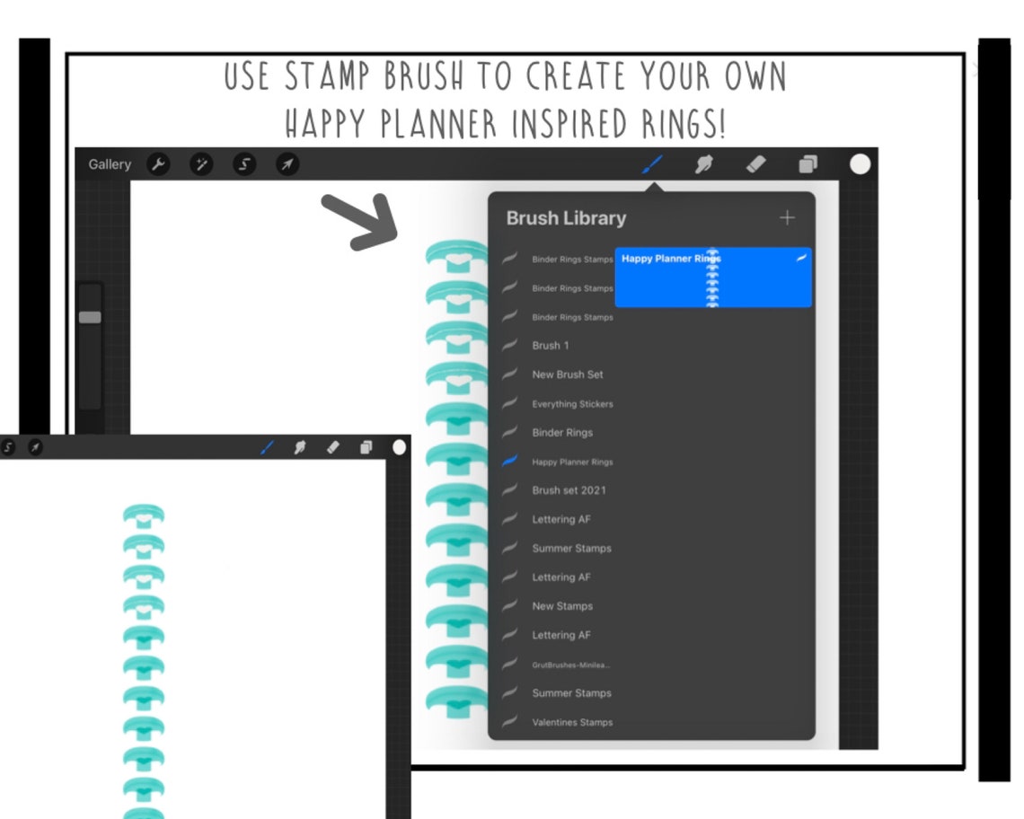 Happy Planner Inspired Rings Set Procreate Stamp Planner Etsy