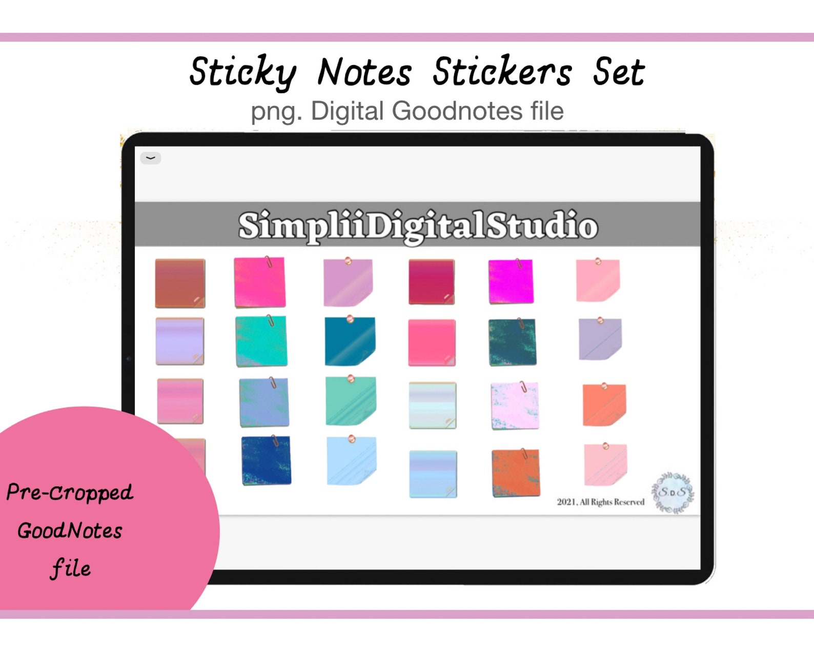 Digital PreCropped Sticky Note Stickers Digital Goodnotes Etsy