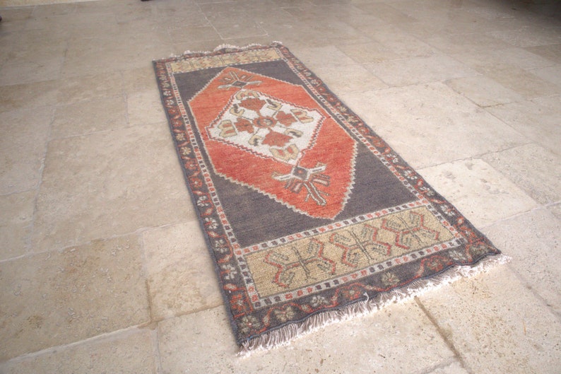 Small Boho Rug Doormat Rug Small Area Rug Turkish Rug Small Handmade Rug Black Bohemian Rug 3,9 x 1,8