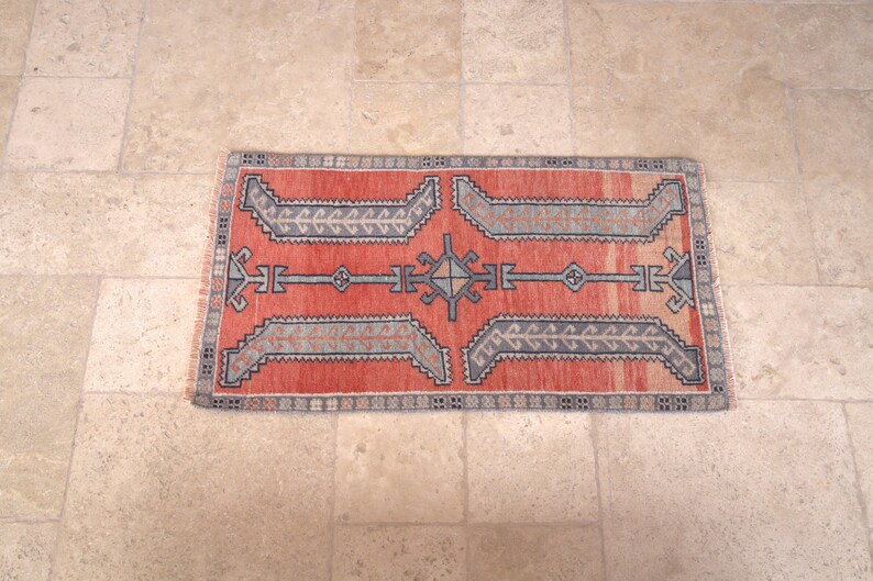 Handmade Small Carpet Home Decor Small Rug Turkish Small Rug,Oushak Small Rug Red Bohemian Rug 2,9 x 1,7 Vintage Small Rug