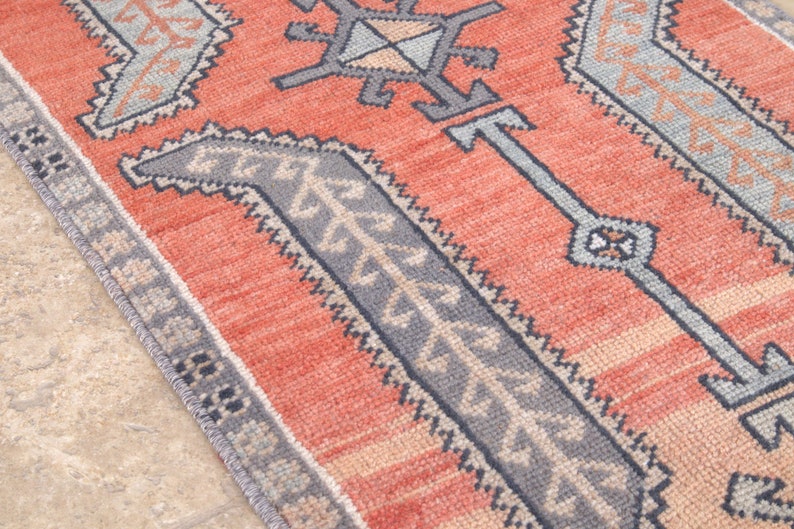 Handmade Small Carpet Home Decor Small Rug Turkish Small Rug,Oushak Small Rug Red Bohemian Rug 2,9 x 1,7 Vintage Small Rug