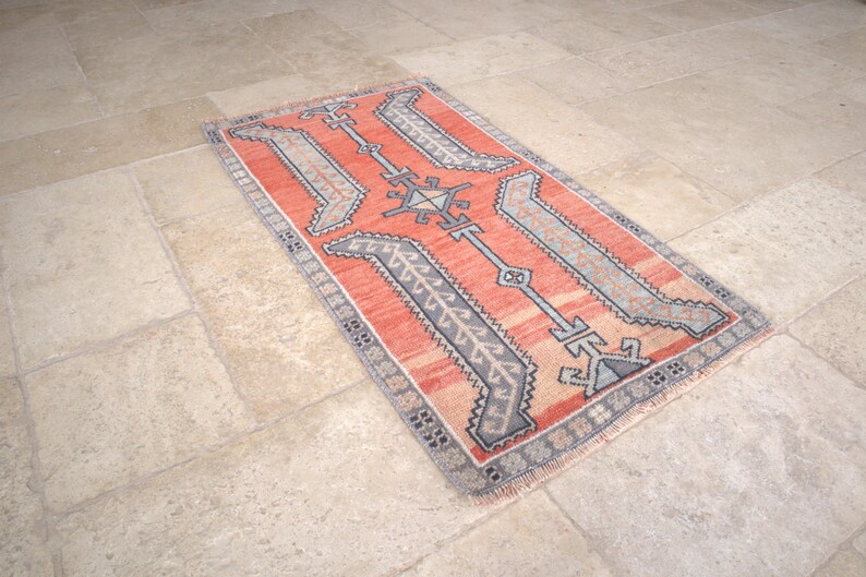 Handmade Small Carpet Home Decor Small Rug Turkish Small Rug,Oushak Small Rug Red Bohemian Rug 2,9 x 1,7 Vintage Small Rug