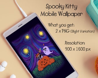 Fondo de pantalla para móvil de una momia espeluznante: Halloween kawaii (descarga digital)
