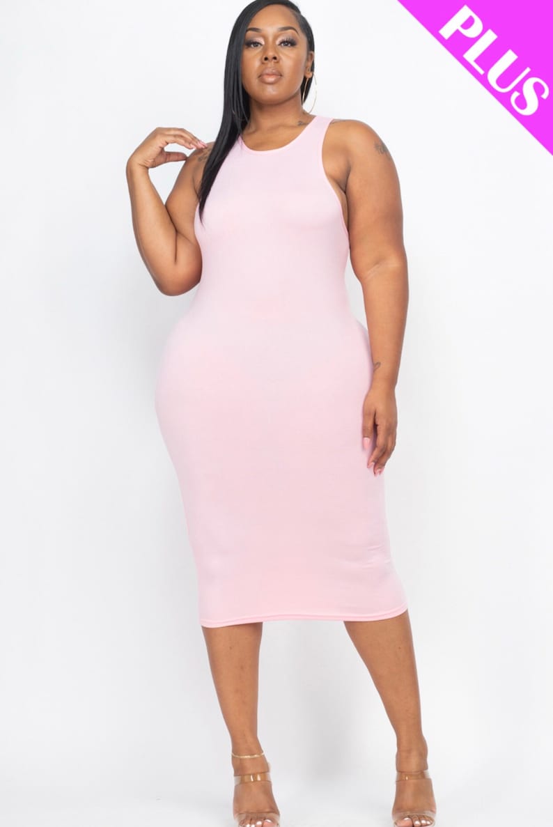 Plus Size Pink Bodycon Dress Etsy
