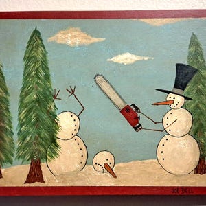 snowmen, Christmas, folk art, xmas, folk art painting