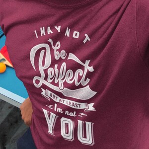 Puede que no sea perfecto, pero al menos no soy tú / Camiseta divertida, sarcástica, con un diseño de letras angustiadas desgastadas con una actitud inteligente