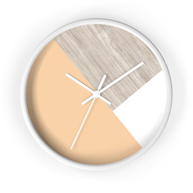 Orange Wooden Wall Clock Orange and White Clock Midcentury Etsy