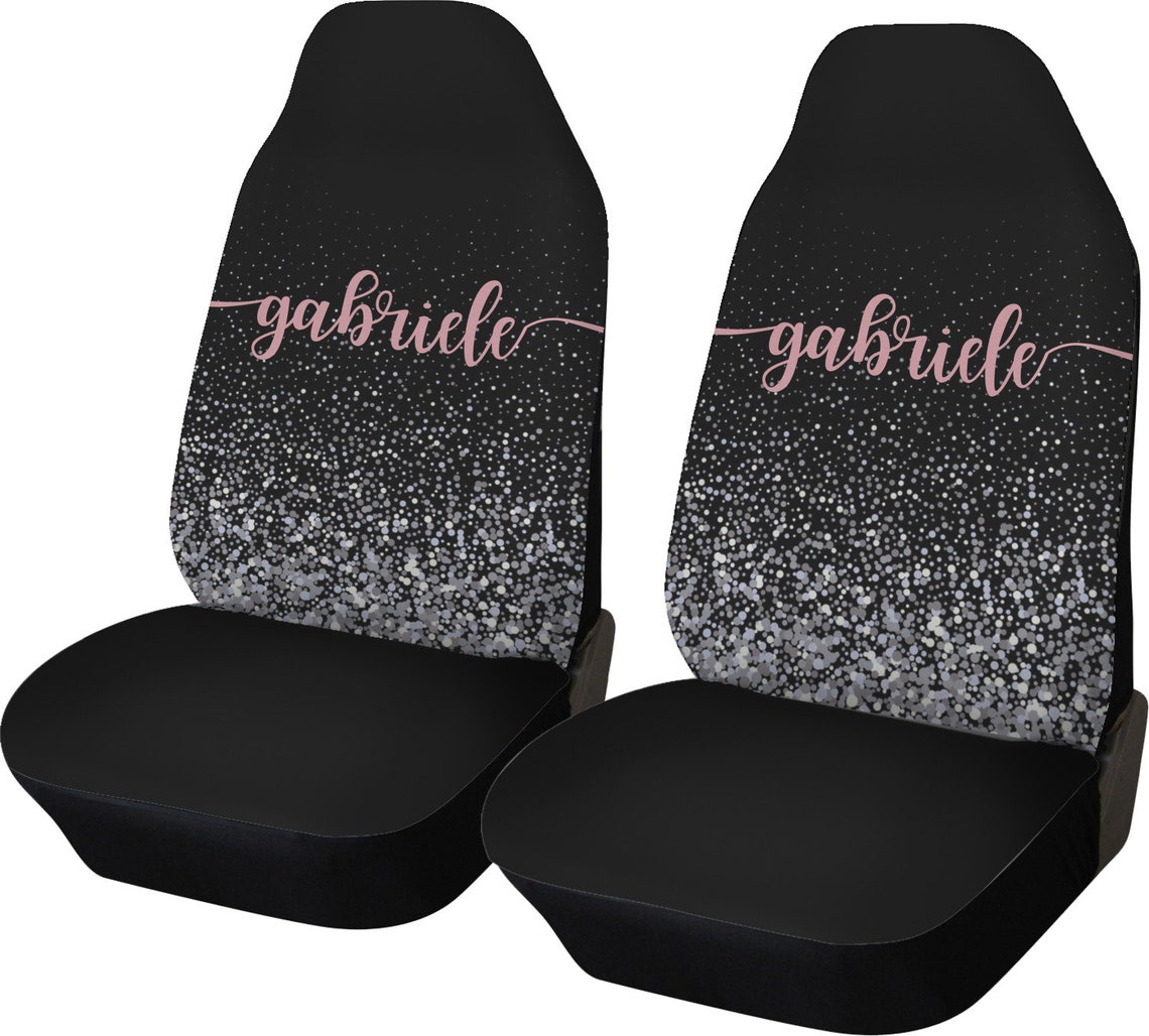 Black glitters print Car seat cover custom name unique Etsy