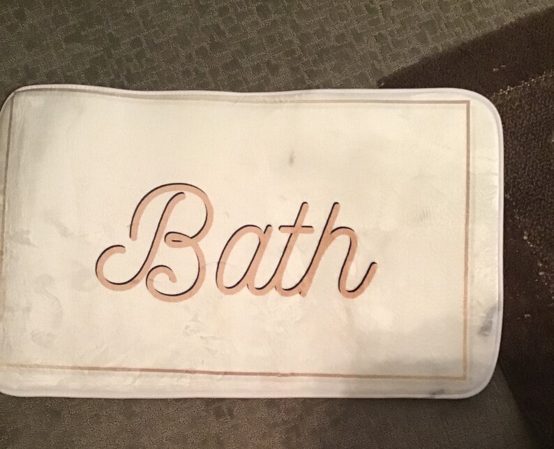 Bath Mat Monogram Marble Custom Name Bath Rug Personalized Etsy