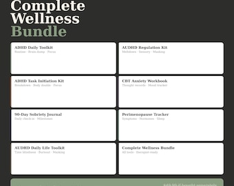 Complete Mental Health Bundle | ADHD AUDHD Anxiety CBT Sobriety Perimenopause | 8 Kits 110+ Pages | Therapist Toolkit | Instant Download