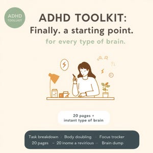 ADHD Task Initiation Journal | Executive Function Planner | Task Breakdown Sheet | Overthinking & Focus Tracker | Instant Download PDF