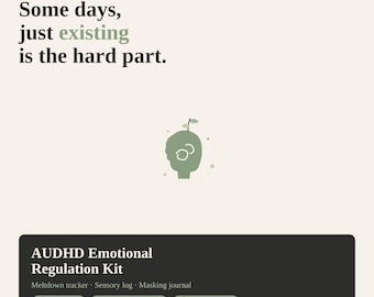 AUDHD Emotional Regulation Kit Printable | Meltdown Shutdown Tracker | Sensory Trigger Log | Masking Burnout Journal | Instant Download PDF