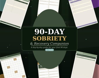 90-Day Sobriety & Recovery Companion Printable | Daily Check-In Journal | Trigger Tracker Milestone Pages | Instant Download PDF
