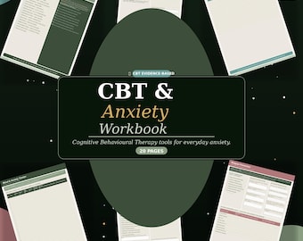 CBT Anxiety Workbook Printable | Cognitive Behavioural Therapy Journal | Thought Record Mood Tracker | Instant Download PDF