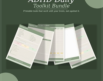 ADHD Daily Toolkit Printable Bundle | 8-Page Planner Kit for Kids & Adults | Routine Tracker Worksheet | Instant Download PDF
