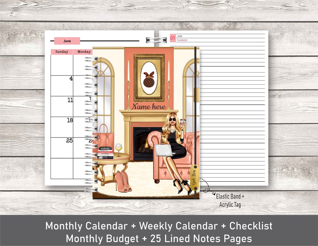 2024 Personalized Monthly Weekly Planner With Lines 2024 Girl Boss ...