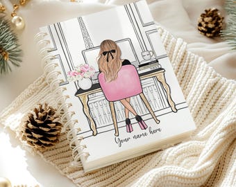 2027 Personalized Planner | Pink or Brown Pages | Hardcover Monthly and Daily Planner | Hourly Schedule Optional | Budget Tracker