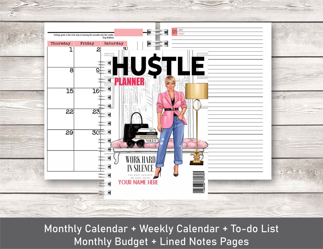 2024 Personalized Monthly Weekly Planner With Lines 2024 Girl Boss