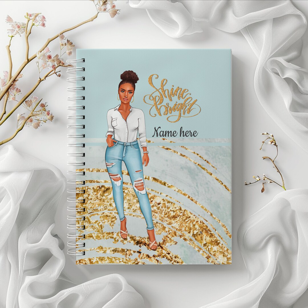 2025 Black Girl Custom Start Date Planner With Lines Personalized