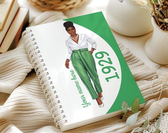 1929 Iota Phi Lambda Sorority Monthly Planner Personalized Name, Green & White Sisterhood Agenda, Black Woman Girl Planner, Soror Gift Idea