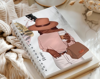 Black Girl Custom Start Date Planner with Lines - Personalized Monthly Weekly Planner  - 2025 or 2026 Girl Boss Planner - Black Owned Shop