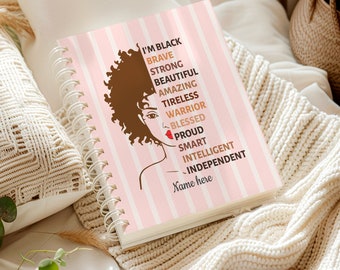 Black Girl Personalized Notebook, Black Owned Business Gift, Lined Black Queen Journal, Custom Name Hardcover Notebook, Black Girl Magic