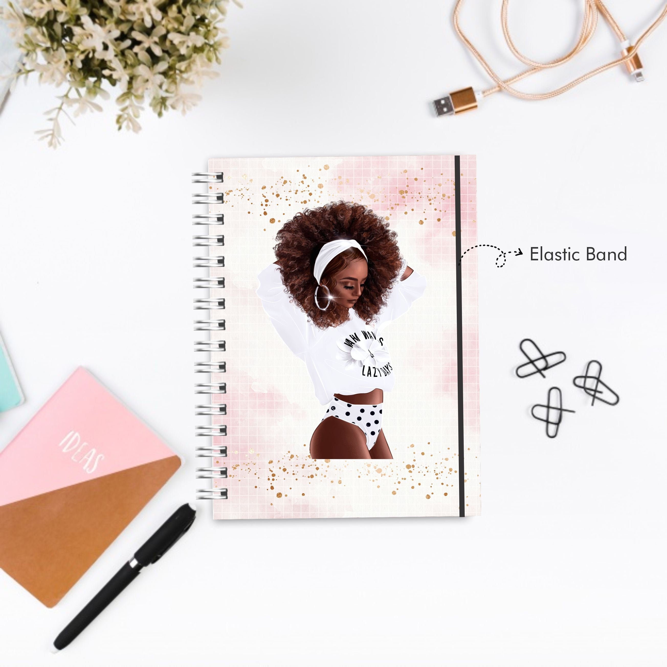 Black Girl Boss Journal Notebook with Elastic Band Black Etsy