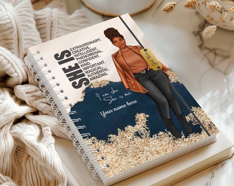 Empowerment Daily Planner f Black Woman – Personalized 12 Months Spiral Hardcover Budget and Calendar - Black Boss Girl Magic- Agenda