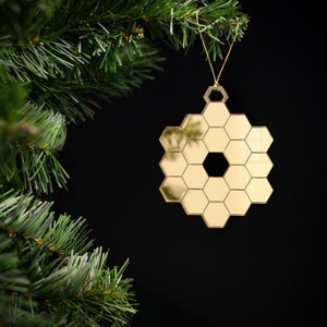 James Webb Telescope Ornament - NASA JWST Space gold mirrored acrylic
