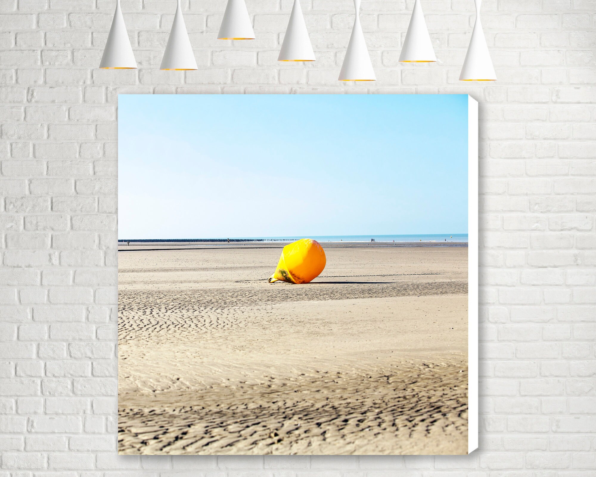 Photographie d'art Berck-Sur-Mer, Impression sur Toile Bouée Jaune Plage Du Nord de La France, Photo