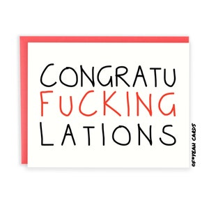 Tarjeta de felicitaciones divertida - Congratufuckinglations - Tarjeta de felicitaciones groseras - Para él - Para ella - Para un amigo - Tarjeta de graduación divertida