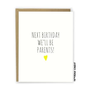 Cartão de aniversário de grávida para marido - para esposa - futuros pais gravidez - cartão de aniversário esperado - próximo aniversário seremos pais pai mãe