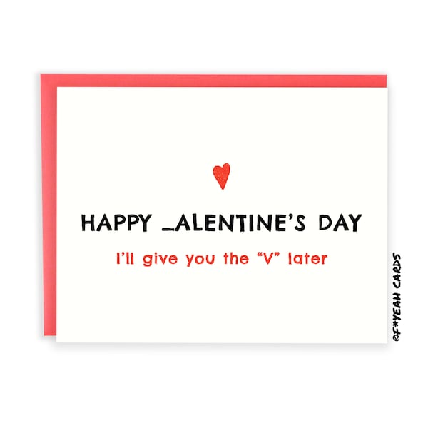 Funny Valentine's Day Card For Boyfriend - Card For Husband - Happy Valentine's Day I'll Give You The V Later For Him - Valentines Gift