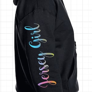 JERSEY GIRL Hoodie NJ New Jersey Gift Ombre Sleeve