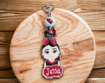 Personalized Cheerleader Keychain, Custom Team Colors Bag Tag