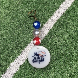 Baseball Mom My Heart Is On That Field Keychain Beaded Keychain