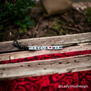 Rescue Mom Beaded Keychain Bag Tag Rescue Dog Adopt Dogs