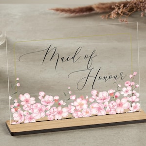 Personalisierte Tischkarten für die Hochzeitsfeier/Zeremonie | Personalisierte Brautjungfer Geschenk | Trauzeugin Geschenk | Hochzeit Acryl Plakette