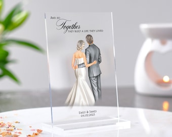 Bride and Groom Plaque | They Built A Life They Loved | Husband and Wife Gift | Wedding Gift | Anniversary Gift | Wedding Acrylic Plaque