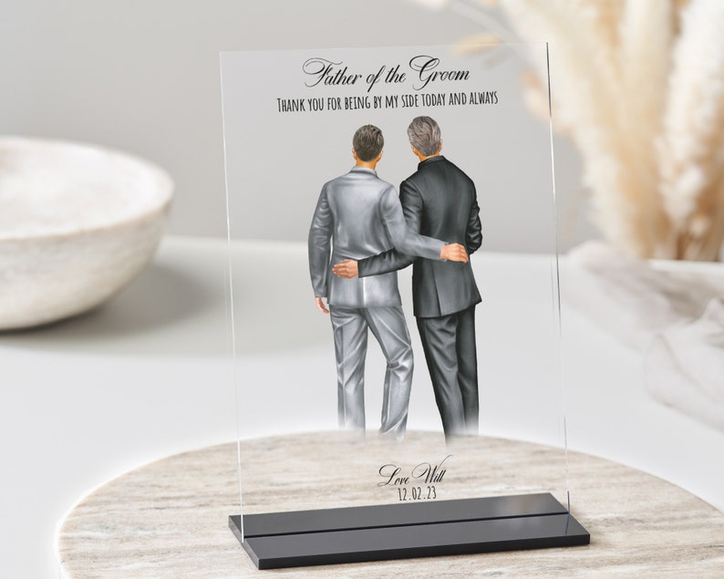 Regalo del padre del novio / Regalo de papá e hijo / Padres del novio / Papá el día de la boda / Placa acrílica de boda / Regalo de padre e hijo imagen 2